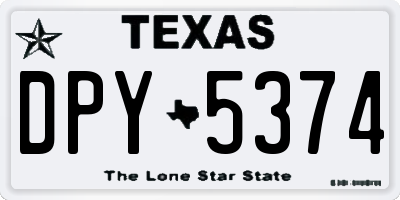 TX license plate DPY5374