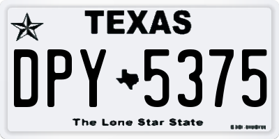 TX license plate DPY5375