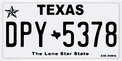 TX license plate DPY5378