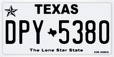 TX license plate DPY5380