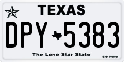 TX license plate DPY5383