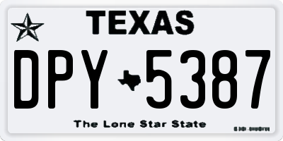 TX license plate DPY5387