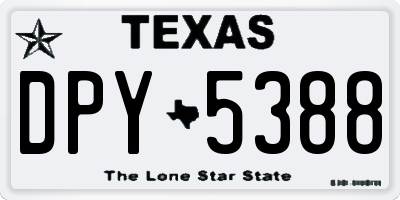 TX license plate DPY5388