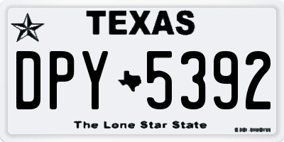 TX license plate DPY5392