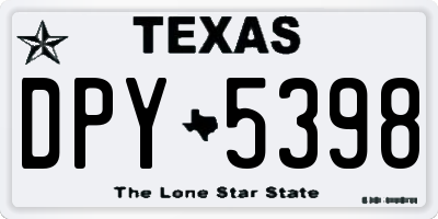 TX license plate DPY5398