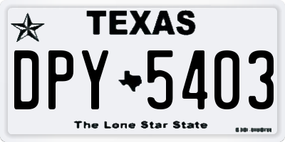 TX license plate DPY5403