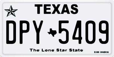 TX license plate DPY5409