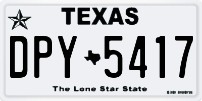 TX license plate DPY5417