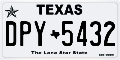 TX license plate DPY5432