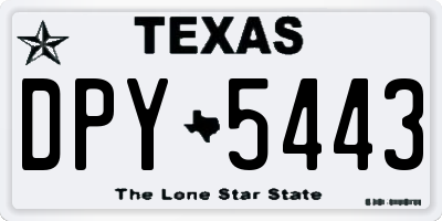 TX license plate DPY5443