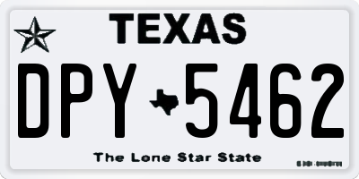 TX license plate DPY5462