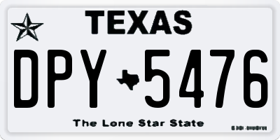 TX license plate DPY5476