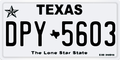 TX license plate DPY5603