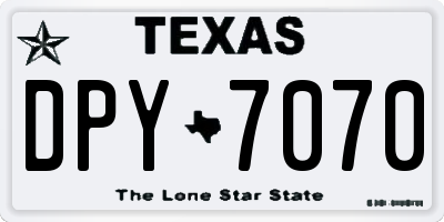 TX license plate DPY7070