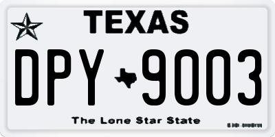 TX license plate DPY9003