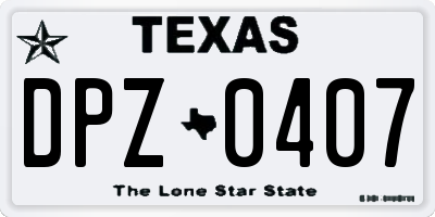 TX license plate DPZ0407