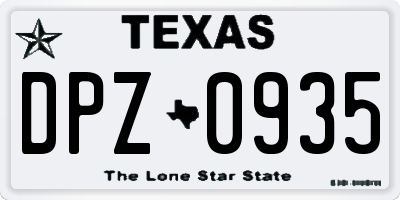 TX license plate DPZ0935