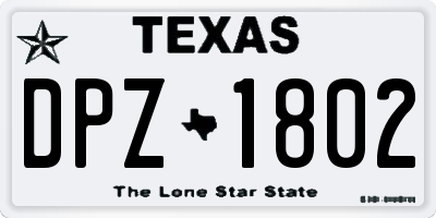 TX license plate DPZ1802