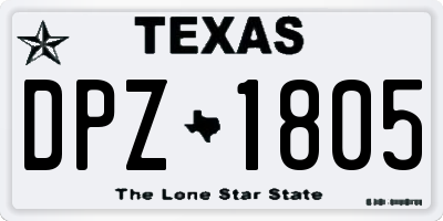 TX license plate DPZ1805