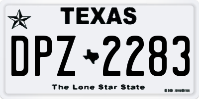 TX license plate DPZ2283