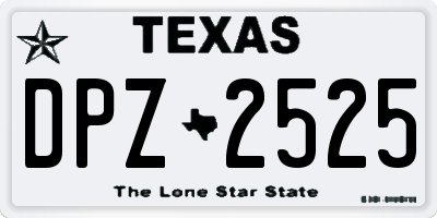 TX license plate DPZ2525