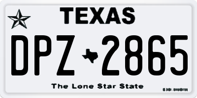 TX license plate DPZ2865