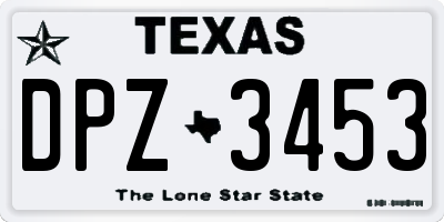 TX license plate DPZ3453