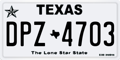 TX license plate DPZ4703