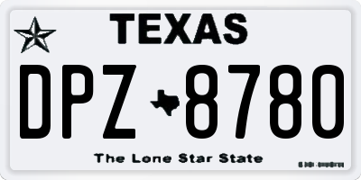 TX license plate DPZ8780