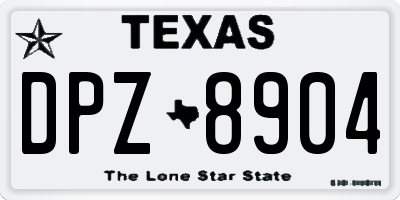 TX license plate DPZ8904