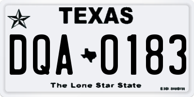 TX license plate DQA0183