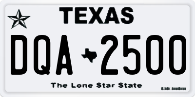 TX license plate DQA2500