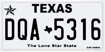 TX license plate DQA5316