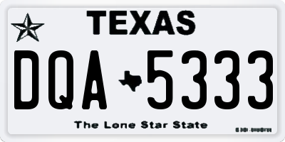 TX license plate DQA5333