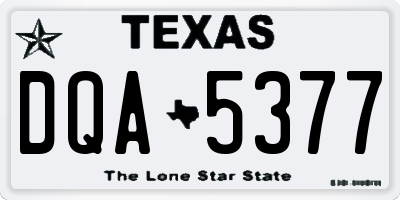 TX license plate DQA5377