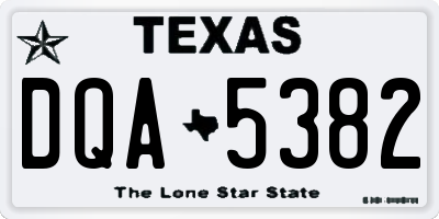 TX license plate DQA5382