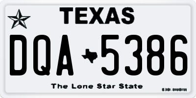 TX license plate DQA5386