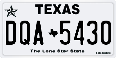 TX license plate DQA5430