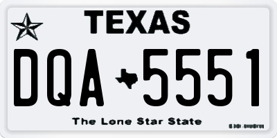 TX license plate DQA5551