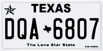 TX license plate DQA6807