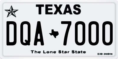 TX license plate DQA7000