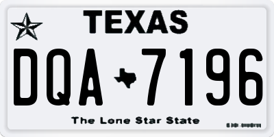 TX license plate DQA7196