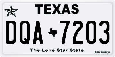 TX license plate DQA7203