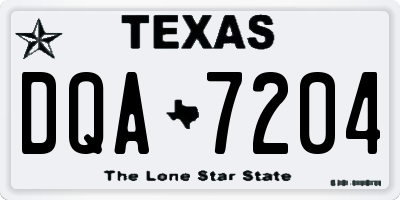 TX license plate DQA7204