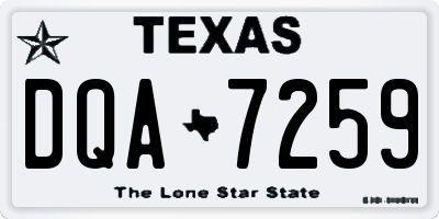 TX license plate DQA7259