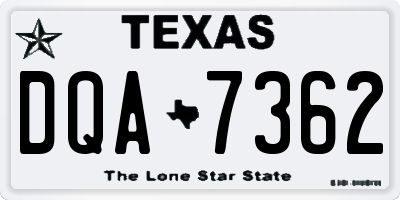 TX license plate DQA7362