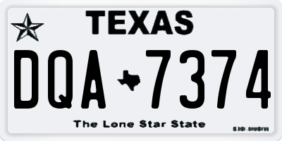 TX license plate DQA7374