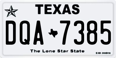 TX license plate DQA7385