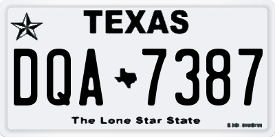 TX license plate DQA7387