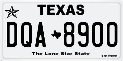 TX license plate DQA8900